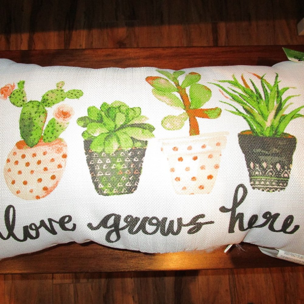 Love Grows Here Outdoor Lumbar Pillow NWT